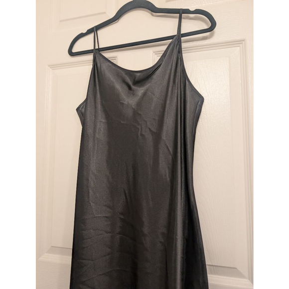 Vintage 90s Y2K Asymmetrical Midi Dress Midnight Garden Whimsigoth Satin Slip L - Picture 4 of 8